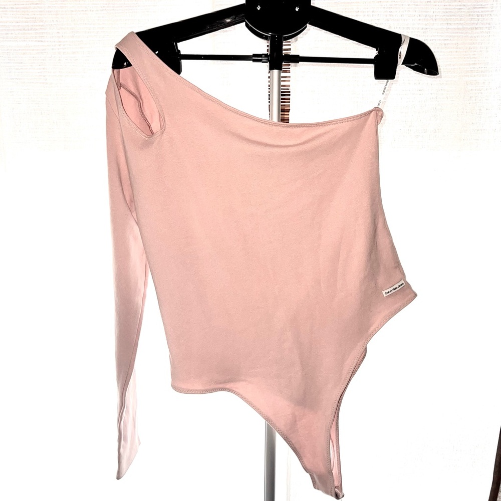 Calvin Klein Dusty Pink One-Shoulder Bodysuit